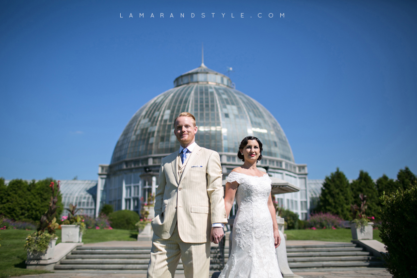 Detroit bride and groom Belle Isle conservatory 