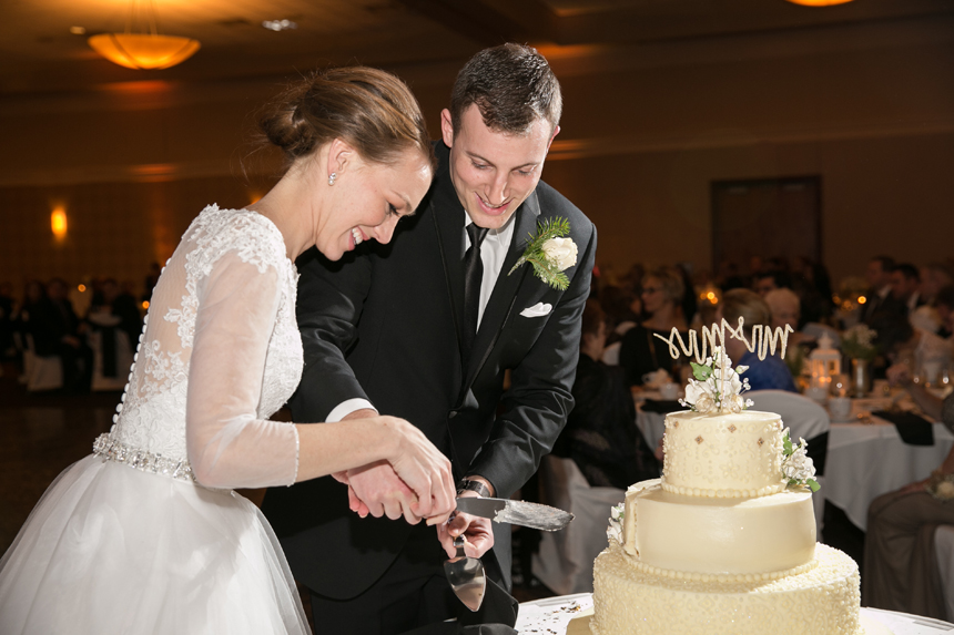 Bride and Groom wedding cake LamarandStyle Photography Michigan Wedding Photography