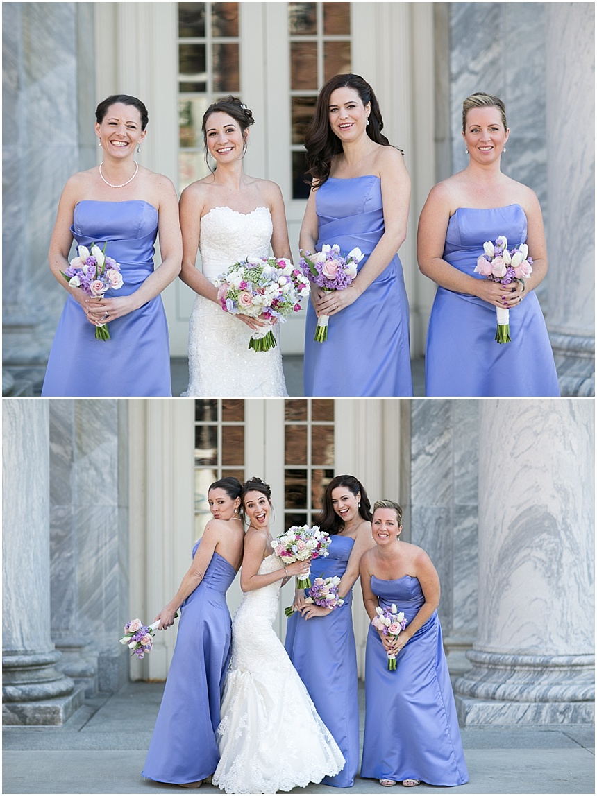 Bride and Bridesmaids with Viviano Bouquets outside of the Henry Ford Musem