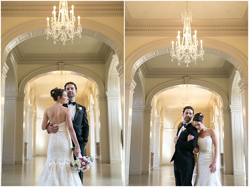 Bride and Groom Promenade Hallway with chandelier 
