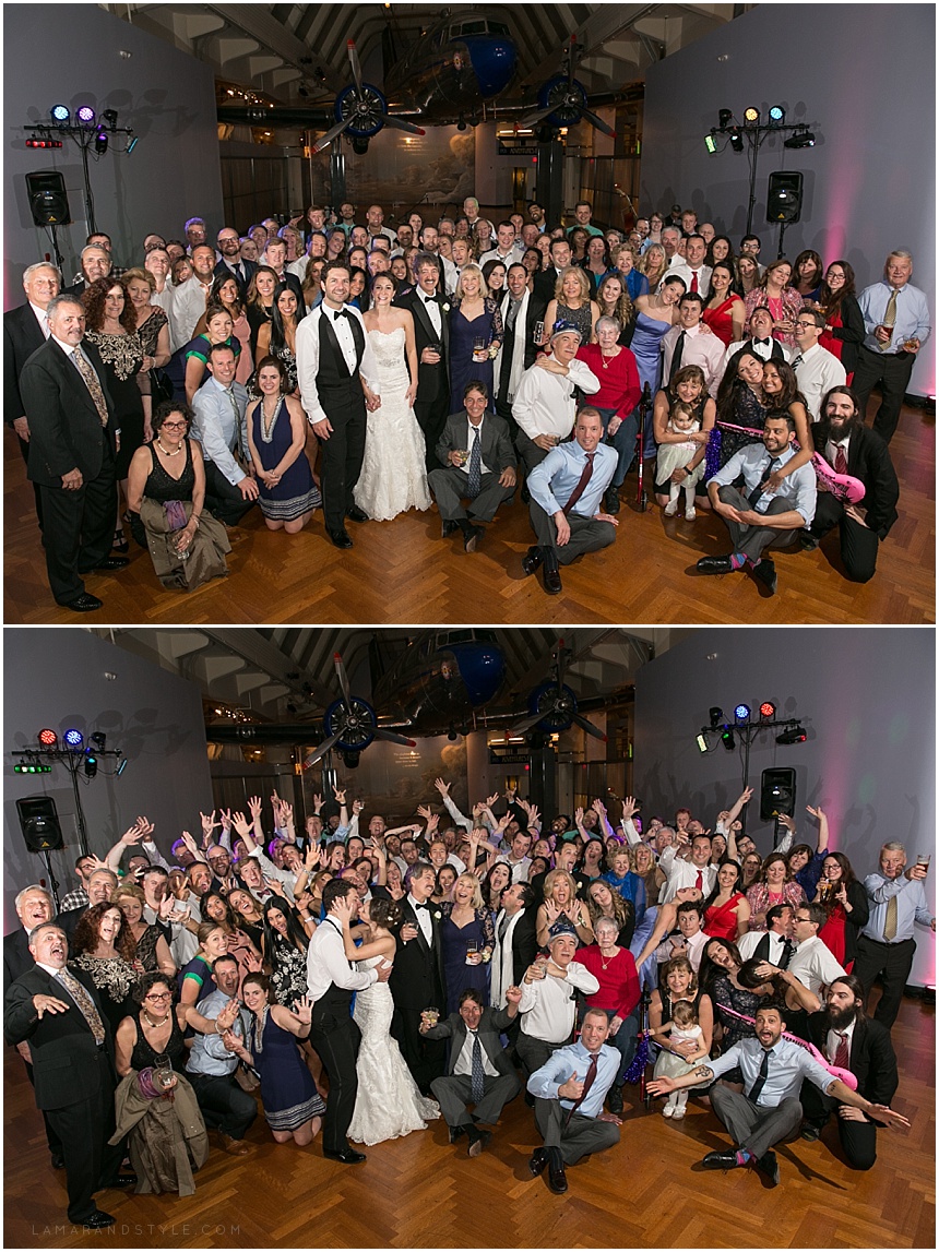 Huge group photo at reception at the Henry Ford Museum