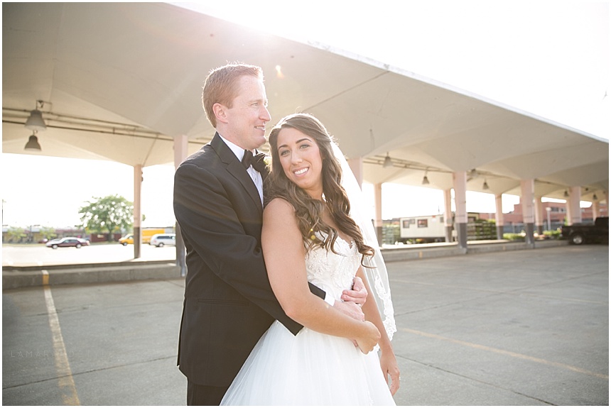 Detroit bride groom sunflare