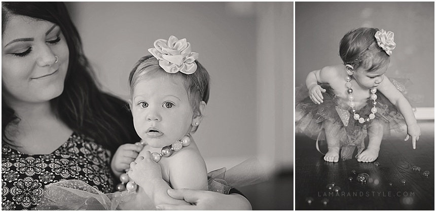 one year portrait, black and white, mother, daughter, portrait