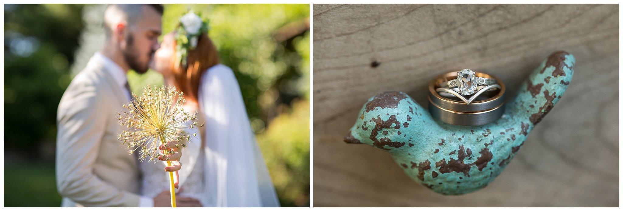 bride and groom rings, candice and dave photography, southern exposure herb farm, battle creek, mi
